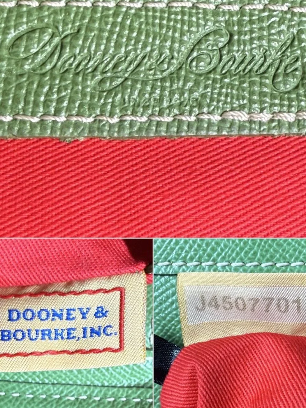 Dooney & Bourke Vintage Pebbled Green Leather Tote Bag with Matching Wallet Set